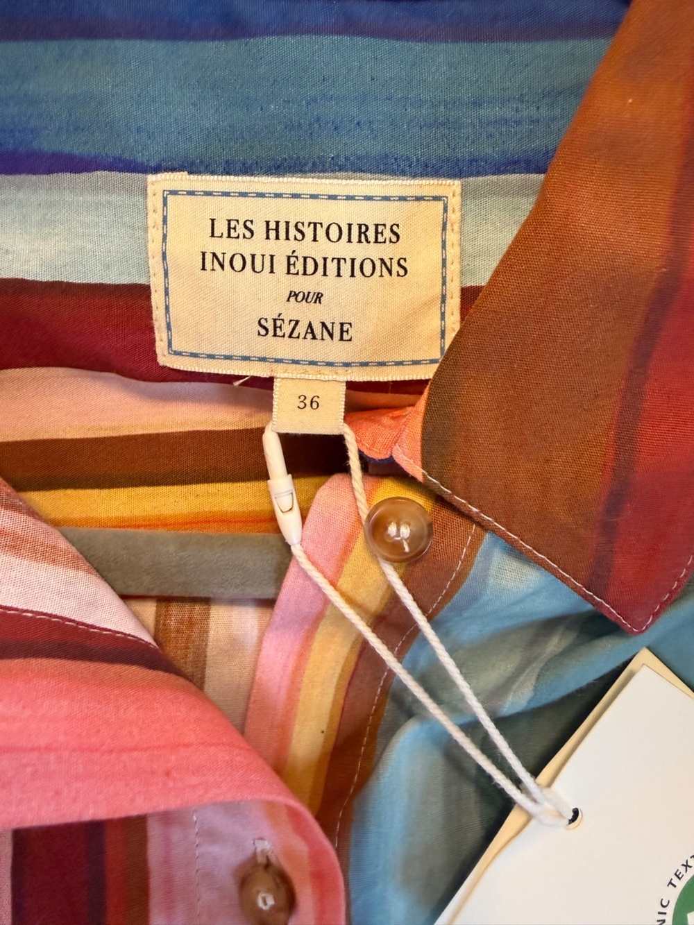 NWT SZ 36 Sézane x Inoui Editions MAX Tuba Multi Striped Button-Down Shirt 🇫🇷! - Picture 2 of 10